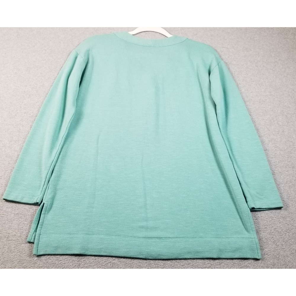 J.Jill Sweater Women's XS Extra Small Green Long Sleeve Stretch Knit V Neck Top - Picture 5 of 14